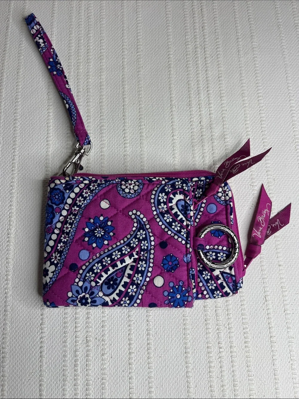 Vera Bradley Purple Paisley Quilted Wristlet Phone &double ID wallet Boysenberry